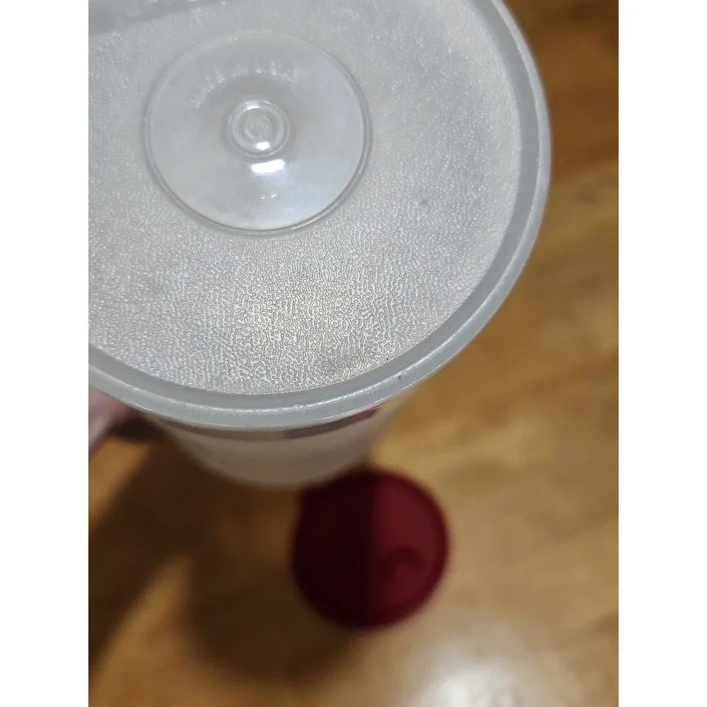 Vintage Tupperware 261 Sheer Handolier Pitcher Red Flip Top Seal 563